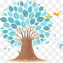 卡通蓝色叶子树木-空若网 卡通蓝色叶子树木-空若网