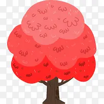 卡通树红色装饰插画-空若网 卡通树红色装饰插画-空若网