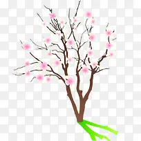 手绘粉白色花朵树枝-空若网 手绘粉白色花朵树枝-空若网