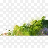 绿色手绘水彩墨迹插画-空若网 绿色手绘水彩墨迹插画-空若网