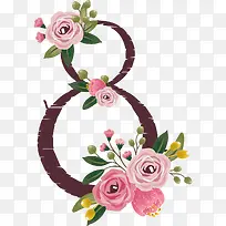 卡通玫瑰花数字8-空若网 卡通玫瑰花数字8-空若网