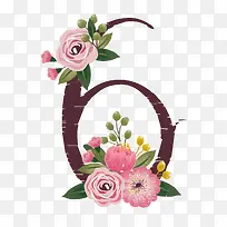 卡通玫瑰花数字6-空若网 卡通玫瑰花数字6-空若网