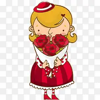捧花卡通女孩-空若网 捧花卡通女孩-空若网