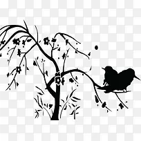 中国风水墨树枝喜鹊-空若网 中国风水墨树枝喜鹊-空若网