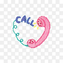 手绘心形电话-空若网 手绘心形电话-空若网
