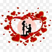 拿花跪地求爱心形爱情元素-空若网 拿花跪地求爱心形爱情元素-空若网