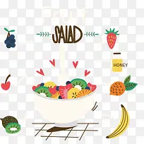 矢量手绘单独水果以及水果沙拉-空若网 矢量手绘单独水果以及水果沙拉-空若网