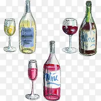 矢量手绘红酒-空若网 矢量手绘红酒-空若网