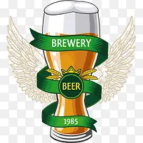 矢量啤酒杯和翅膀-空若网 矢量啤酒杯和翅膀-空若网