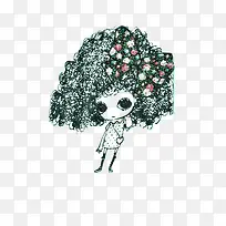 手绘爆炸头女孩可爱-空若网 手绘爆炸头女孩可爱-空若网