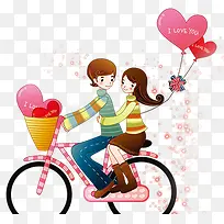 粉色爱心气球插画情侣-空若网 粉色爱心气球插画情侣-空若网