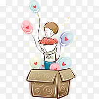 手绘爱心气球漫画男孩-空若网 手绘爱心气球漫画男孩-空若网