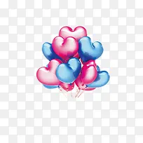 手绘粉蓝色爱心气球-空若网 手绘粉蓝色爱心气球-空若网