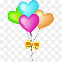 四色爱心气球黄色蝴蝶结-空若网 四色爱心气球黄色蝴蝶结-空若网