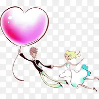 卡通情侣爱心气球-空若网 卡通情侣爱心气球-空若网