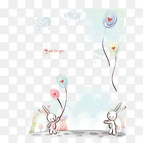 放爱心气球的兔子-空若网 放爱心气球的兔子-空若网