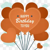 爱心气球束生日贺卡矢量素材-空若网 爱心气球束生日贺卡矢量素材-空若网