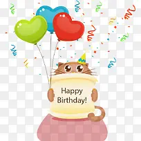 可爱猫咪生日贺卡矢量素材-空若网 可爱猫咪生日贺卡矢量素材-空若网