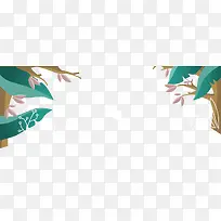 手绘树木树叶边框-空若网 手绘树木树叶边框-空若网