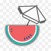 手绘伞和西瓜-空若网 手绘伞和西瓜-空若网