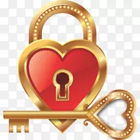 爱情锁钥匙心脏夹艺术挂锁-空若网 爱情锁钥匙心脏夹艺术挂锁-空若网