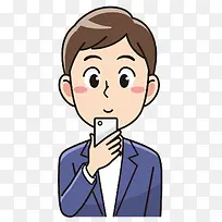 手绘卡通男子看手机-空若网 手绘卡通男子看手机-空若网