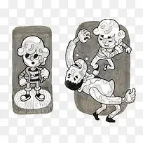 黑白卡通手绘人物形象图-空若网 黑白卡通手绘人物形象图-空若网