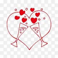 爱情婚庆手绘碰杯创意图-空若网 爱情婚庆手绘碰杯创意图-空若网