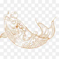 中国画橙色鲤鱼中秋-空若网 中国画橙色鲤鱼中秋-空若网