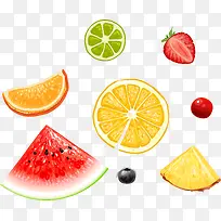 矢量水果西瓜橘子草莓切片-空若网 矢量水果西瓜橘子草莓切片-空若网