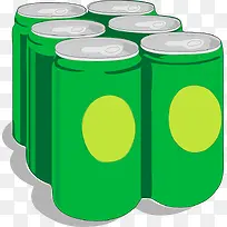 六瓶绿色瓶子的卡通饮料-空若网 六瓶绿色瓶子的卡通饮料-空若网