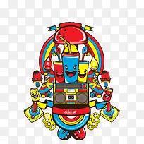 饮料瓶音乐插画-空若网 饮料瓶音乐插画-空若网