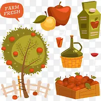 矢量卡通树木和食物-空若网 矢量卡通树木和食物-空若网
