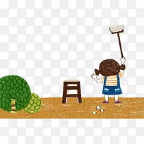 绿树凳子女孩粉刷-空若网 绿树凳子女孩粉刷-空若网