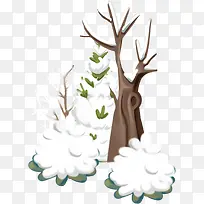 冬季植物雪花大树枝-空若网 冬季植物雪花大树枝-空若网