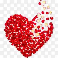 飘舞红色玫瑰花瓣爱心-空若网 飘舞红色玫瑰花瓣爱心-空若网