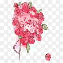 手绘水彩红色玫瑰-空若网 手绘水彩红色玫瑰-空若网