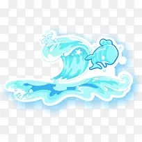 手绘卡通蓝色大海浪花-空若网 手绘卡通蓝色大海浪花-空若网