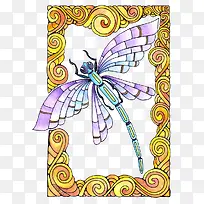 手绘蜻蜓花纹-空若网 手绘蜻蜓花纹-空若网