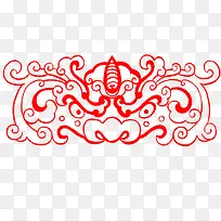 红色镂空汉代花纹-空若网 红色镂空汉代花纹-空若网