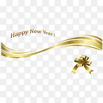 金色新年快乐英文 蝴蝶结-空若网 金色新年快乐英文 蝴蝶结-空若网