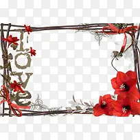 红色花装饰边框-空若网 红色花装饰边框-空若网