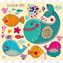 彩色手绘鱼-空若网 彩色手绘鱼-空若网