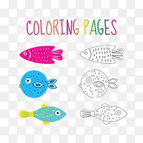 蓝色小鱼矢量素材-空若网 蓝色小鱼矢量素材-空若网