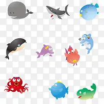 卡通手绘海洋鱼类矢量图-空若网 卡通手绘海洋鱼类矢量图-空若网