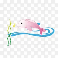 矢量卡通鲸鱼海浪水草-空若网 矢量卡通鲸鱼海浪水草-空若网