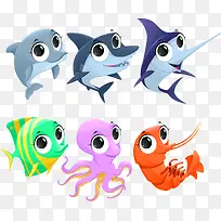 矢量可爱海洋动物-空若网 矢量可爱海洋动物-空若网