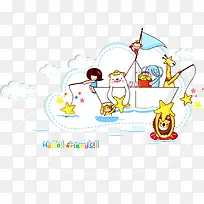 矢量卡通儿童与可爱动物-空若网 矢量卡通儿童与可爱动物-空若网