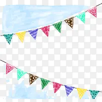 水彩卡通彩旗-空若网 水彩卡通彩旗-空若网