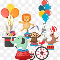 动物表演插图矢量图-空若网 动物表演插图矢量图-空若网